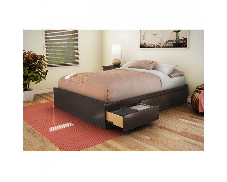 FaFurn - Full Size Storage Bed Frame with 3 Drawers in Chocolate