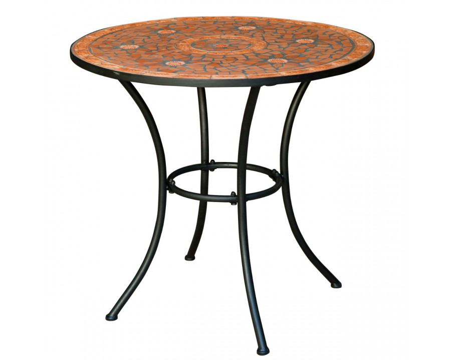 FaFurn - Mosaic Bistro Table with Mosaic Tiles and Metal Frame in Terracota