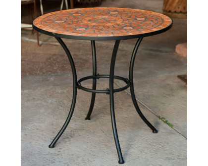 FaFurn - Mosaic Bistro Table with Mosaic Tiles and Metal Frame in Terracota