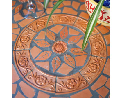 FaFurn - Mosaic Bistro Table with Mosaic Tiles and Metal Frame in Terracota