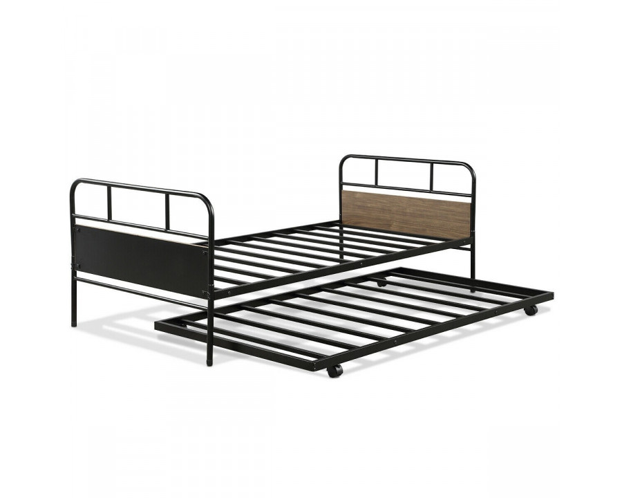 FaFurn - Twin Size Platform Daybed with Trundle Frame Set