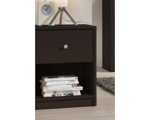 FaFurn - Modern 1-Drawer Bedroom Nightstand in Dark Brown Wood Finish