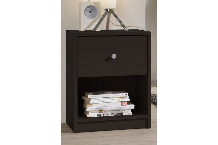 FaFurn™ - Modern 1-Drawer Bedroom Nightstand in Dark Brown Wood Finish