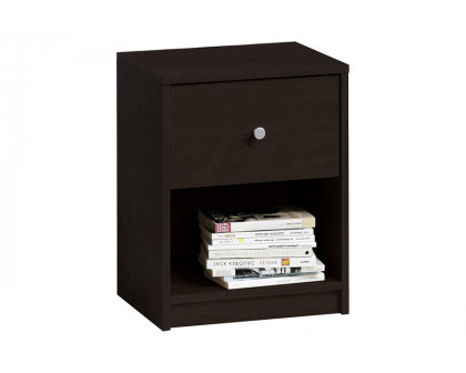 FaFurn™ - Modern 1-Drawer Bedroom Nightstand in Dark Brown Wood Finish