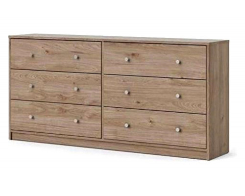 FaFurn - Farmhouse Contemporary 6 Drawer Double Dresser in Oak