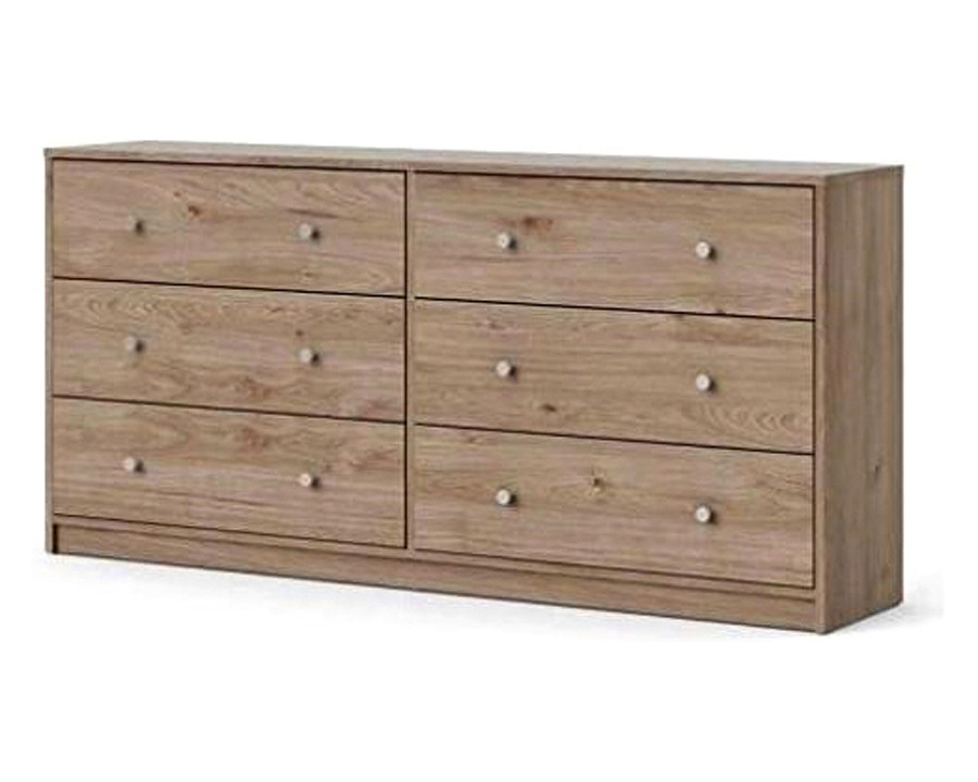 FaFurn - Farmhouse Contemporary 6 Drawer Double Dresser in Oak