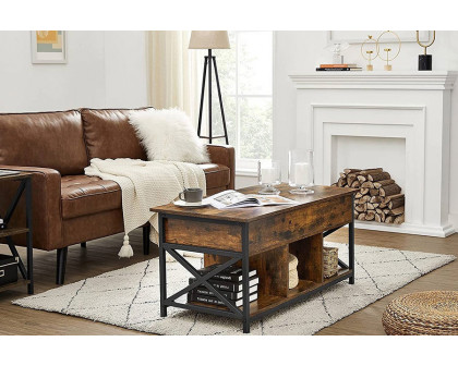 FaFurn - Farmhouse Brown Lift Top Muti Functional Coffee Table