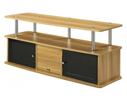 FaFurn - Modern 50-Inch TV Stand in Light Oak/Black Wood Finish