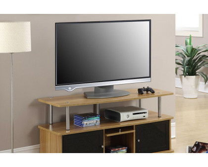 FaFurn - Modern 50-Inch TV Stand in Light Oak/Black Wood Finish