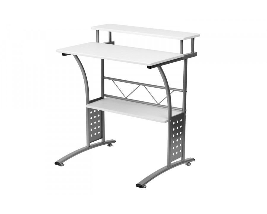 FaFurn - Modern Metal Frame Computer Desk with Laminate Top and Raised Shelf