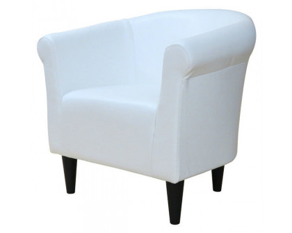 FaFurn Modern Club Chair - White, Leather