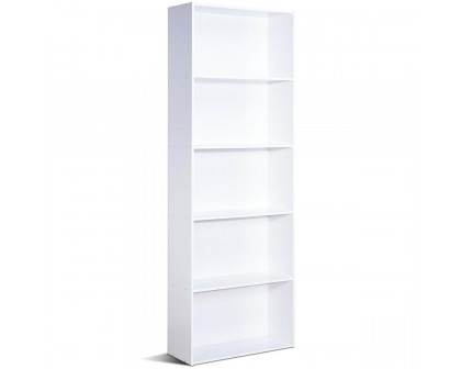 FaFurn - Modern 5-Tier Bookcase in White, Wood