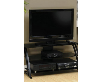 FaFurn - Black Modern Flat Screen Panel TV Stand/Entertainment Center