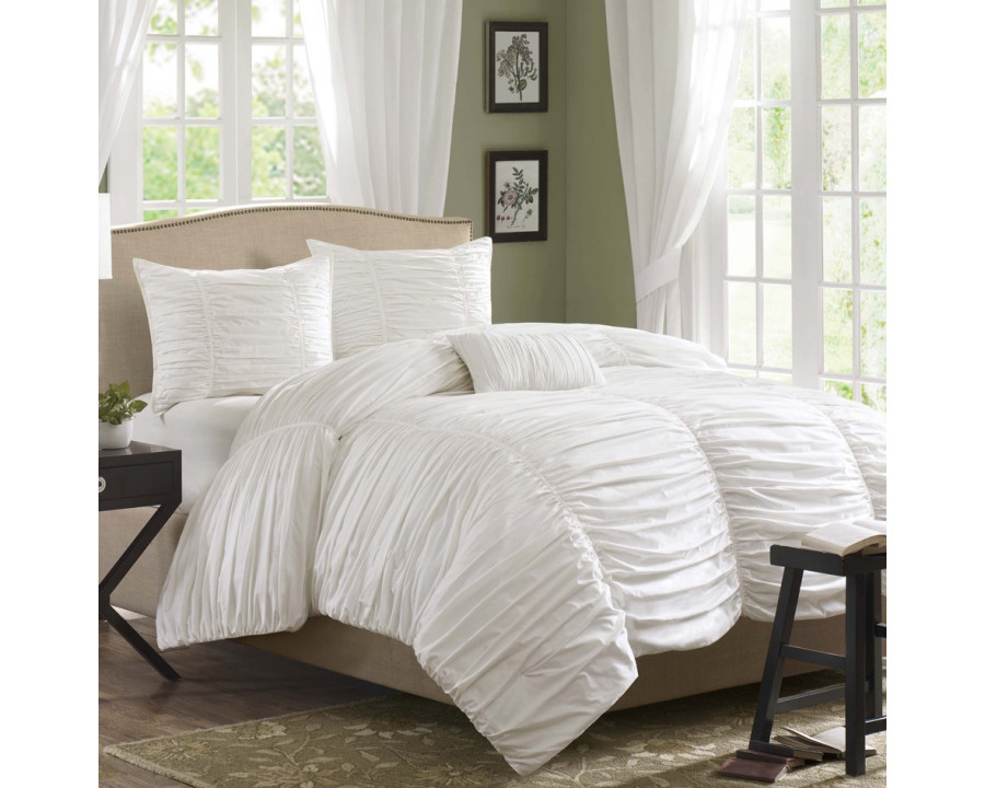 FaFurn - 4-Piece King Size Comforter Set in White