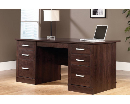 FaFurn - Dark Espresso Executive Computer Desk with Filing Cabinets Storage