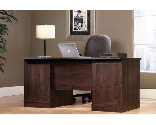 FaFurn - Dark Espresso Executive Computer Desk with Filing Cabinets Storage