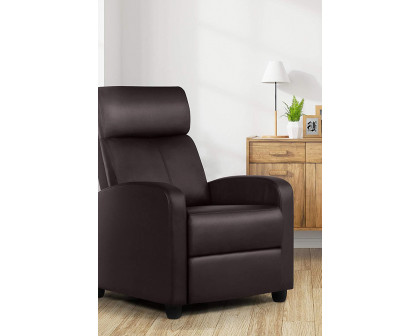 FaFurn High-Density Faux Leather Push Back Recliner Chair - Dark Brown