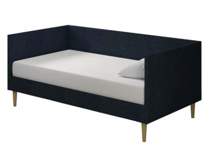 FaFurn - Twin Mid-Century Modern Dark Blue Linen Upholstered Daybed