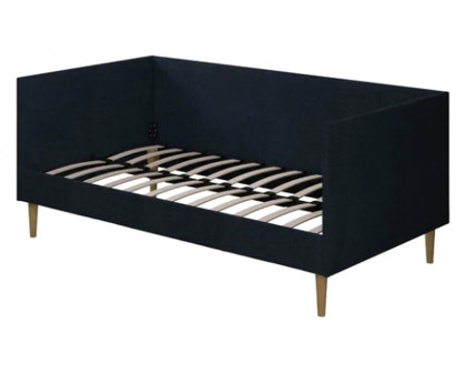 FaFurn - Twin Mid-Century Modern Dark Blue Linen Upholstered Daybed