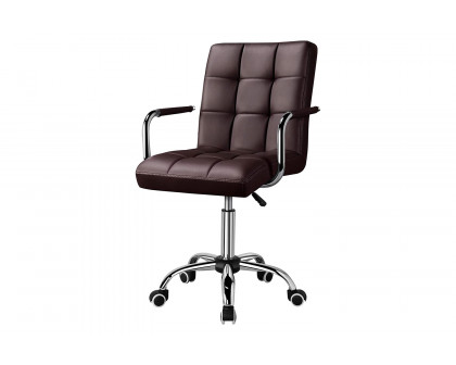 FaFurn - Modern Faux Leather Mid-Back Office Chair with Armrests and Wheels