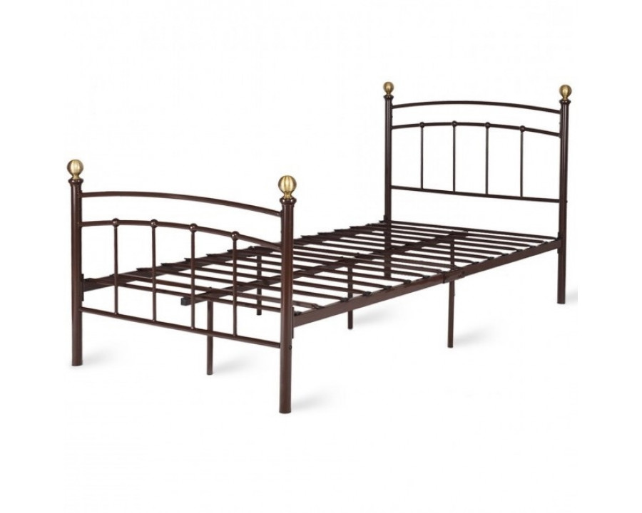 FaFurn - Twin Size Platform Bed in Dark Brown, Metal