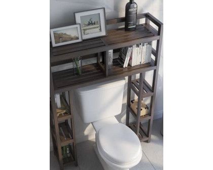 FaFurn Solid Wood Over The Toilet Bathroom Storage Unit - Dark Brown