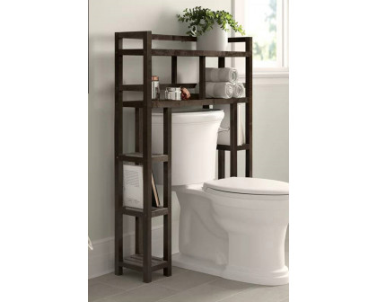 FaFurn Solid Wood Over The Toilet Bathroom Storage Unit - Dark Brown