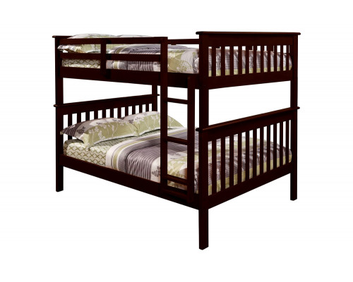 FaFurn - Solid Wood Full Over Full Bunk Bed in Cappuccino Finish