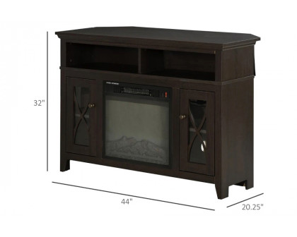 FaFurn Electric Fireplace Mantel TV Stand with Adjustable Shelves 2 Storage Cabinets - Espresso