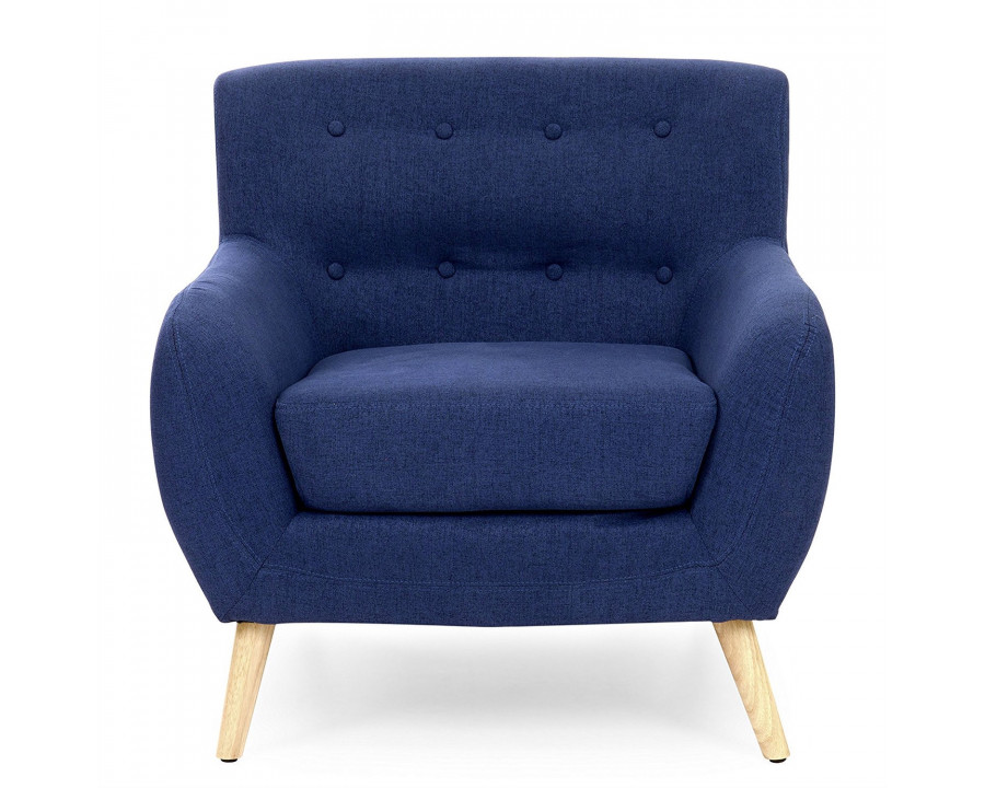 FaFurn Modern Armchair with Mid-Century Classic Style Wood Legs - Dark Blue