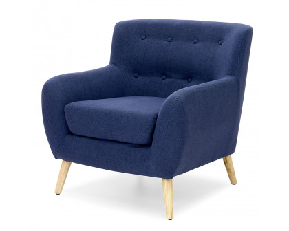 FaFurn Modern Armchair with Mid-Century Classic Style Wood Legs - Dark Blue