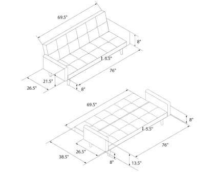 FaFurn - Modern Sofa-Bed in Ivory, Fabric