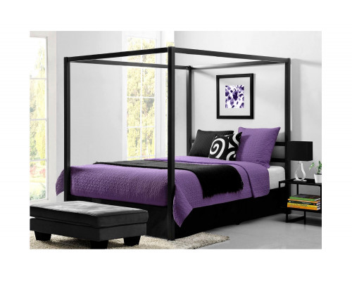 FaFurn - Queen Size Modern Canopy Bed in Sturdy Gray Metal