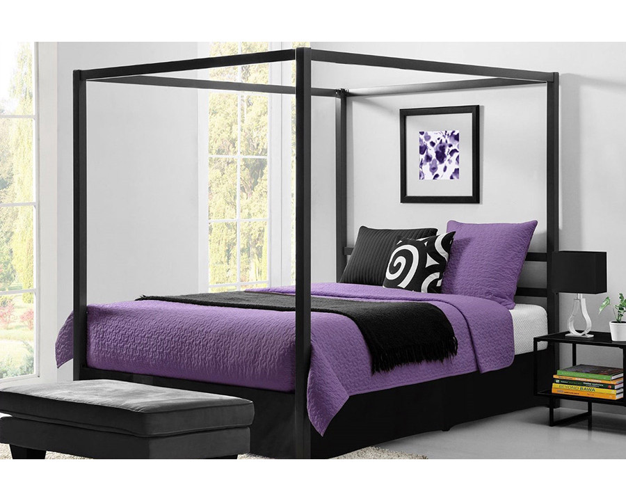 FaFurn - Queen Size Modern Canopy Bed in Sturdy Gray Metal