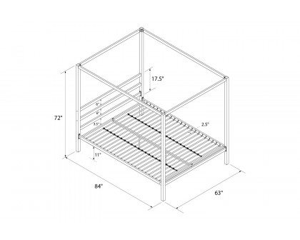 FaFurn - Queen Size Modern Canopy Bed in Sturdy Gray Metal