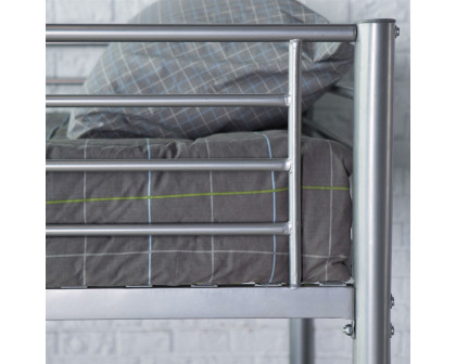 FaFurn - Twin Size Bunk Bed with Ladder in Silver, Metal