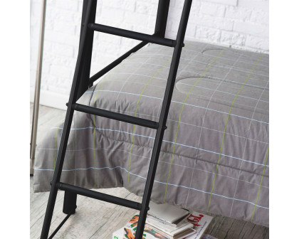 FaFurn Twin Size Bunk Bed with Ladder and Safety Rails - Black, Metal