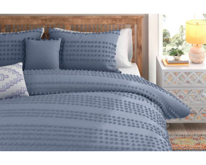 FaFurn King Size 5-Piece Clip Dot Comforter Set - Denim Blue, Cotton