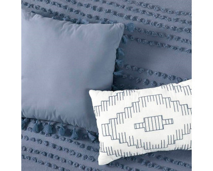 FaFurn Full/Queen Size 5-Piece Clip Dot Comforter Set - Denim Blue, Cotton