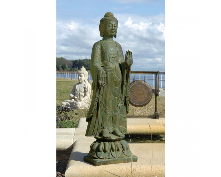 FaFurn - Buddha Standing on Lotus Flower Garden Statue in Quality Resin