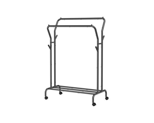 FaFurn - Minimalistic Laundry Sorter Clothing Rack in Black, 2-Rod