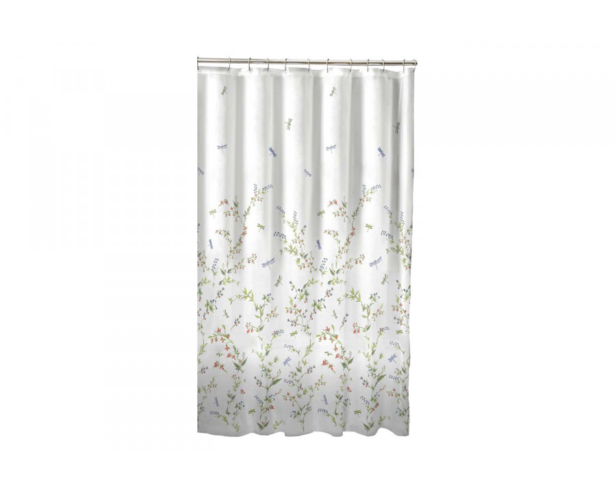 FaFurn - Floral Dragonfly Polyester Machine Washable Shower Curtain