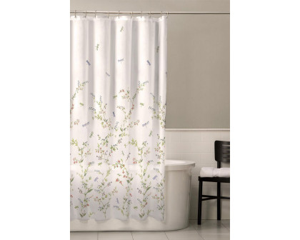 FaFurn - Floral Dragonfly Polyester Machine Washable Shower Curtain