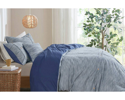 FaFurn 5-Piece Cotton Farmhouse Comforter Set - Blue, King Size/California King