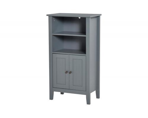 FaFurn - Gray 2 Tier Shelf Hidden Storage Bathroom Floor Cabinet