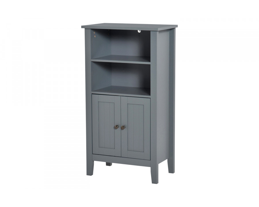 FaFurn - Gray 2 Tier Shelf Hidden Storage Bathroom Floor Cabinet