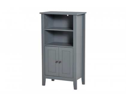 FaFurn - Gray 2 Tier Shelf Hidden Storage Bathroom Floor Cabinet