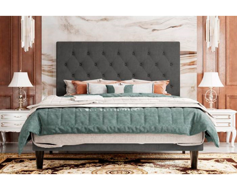 FaFurn Full Size Adjustable Platform Bed with Headboard - Gray, Fabric