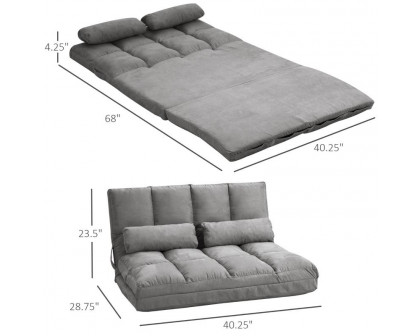 FaFurn Sofa-Bed with Adjustable Back - Dark Gray, Faux Suede