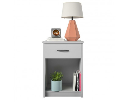 FaFurn 1-Drawer Nightstand - Light Gray, Wood